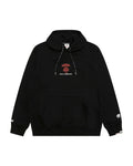 AAPE BY A BATHING APE BLACK RED MOONFACE HOODIE