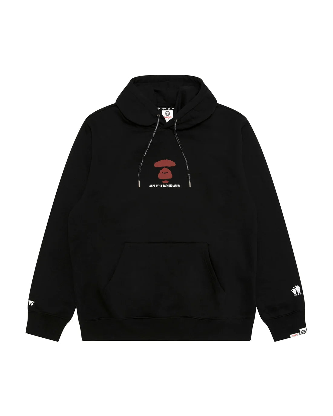 AAPE BY A BATHING APE BLACK RED MOONFACE HOODIE