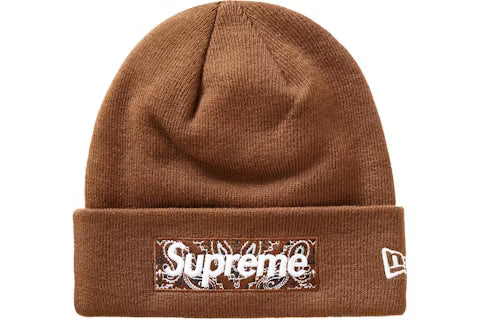 SUPREME NEW ERA BOX LOGO BEANIE DARK BROWN